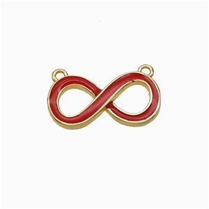 Copper Infinity Pendant Red Enamel 2loops Gold Plated, approx 8-16mm