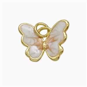 Copper Butterfly Pendant White Painted Gold Plated, approx 12-16mm