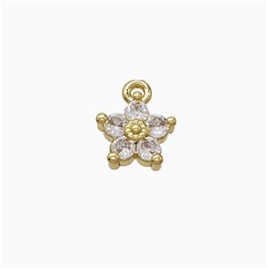 Copper Flower Pendant Pave Zirconia Gold Plated, approx 8mm