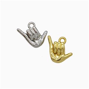 Shaka Hand Sign Charms Copper Pendant Mixed, approx 9-11mm