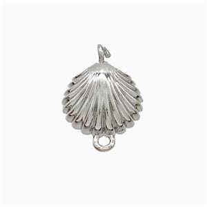 Copper Scallop Shell Connector Platinum Plated, approx 12-13mm