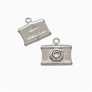 Copper Camera Charms Pendant Platinum Plated, approx 9-12mm