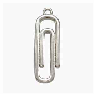 Copper Paperclip Pendant Platinum Plated, approx 8-22mm