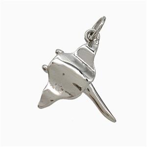Manta Ray Charms Copper Ocean Whale Pendant Platinum Plated, approx 16-17mm