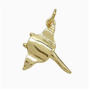Manta Ray Charms Copper Ocean Whale Pendant Gold Plated, approx 16-17mm