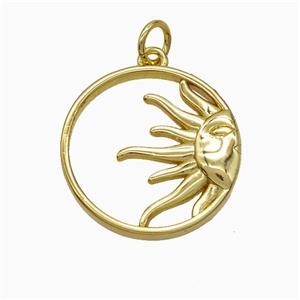 Copper Sun Pendant Gold Plated, approx 18.5mm