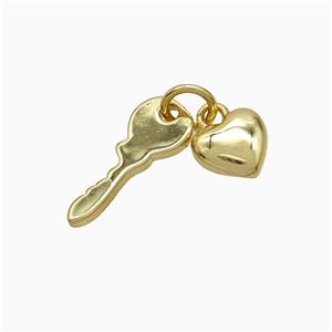 Copper Heart Key Pendant Gold Plated, approx 7mm, 6-15mm