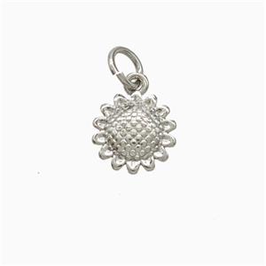 Copper Sunflower Pendant Platinum Plated, approx 9mm