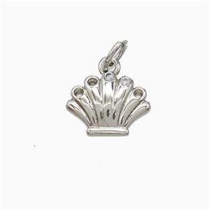 Copper Scallop Shell Pendant Pave Zirconia Platinum Plated, approx 8-11mm