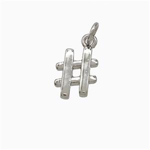 Hashtag Charms Copper Sign Pendant Platinum Plated, approx 8-11mm