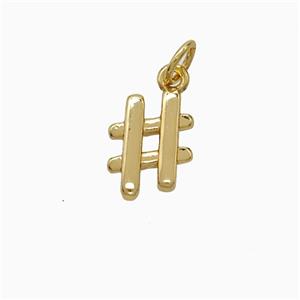 Hashtag Charms Copper Sign Pendant Gold Plated, approx 8-11mm