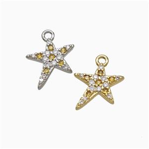 Copper Star Pendant Pave Zirconia Mixed, approx 11mm