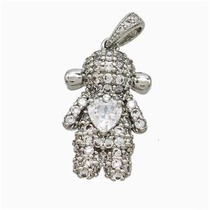 Copper Girls Pendant Pave Zirconia Crystal Glass Kids Platinum Plated, approx 13-20mm