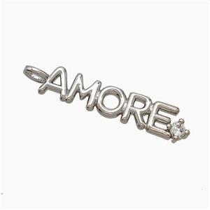 Copper AMORE Pendant Pave Zirconia Platinum Plated, approx 6-30mm