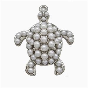 Copper Tortoise Pendant Pave Resin Platinum Plated, approx 25-30mm