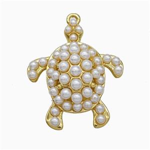 Copper Tortoise Pendant Pave Resin Gold Plated, approx 25-30mm