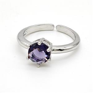 Copper Rings Pave Purple Crystal Glass Platinum Plated, approx 7mm, 18mm dia