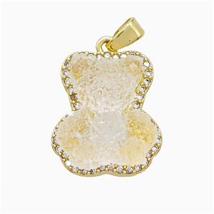 Resin Bear Copper Pendant Pave Zirconia Gold Plated, approx 13-18mm