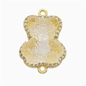 Resin Bear Copper Connector Pave Zirconia Gold Plated, approx 13-18mm