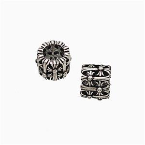 Copper Tube Beads Large Hole Antique Silver, approx 6-8mm, 4mm hole