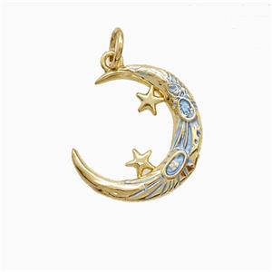 Copper Moon Star Pendant Gold Plated, approx 13-15mm