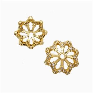 Copper BeadCap Pave Zirconia Gold Plated, approx 12mm