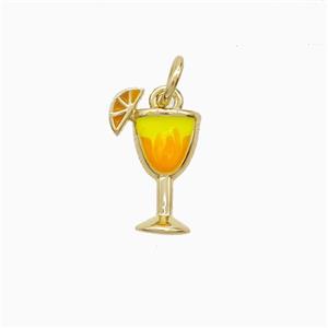 Martini Drink Glass Copper Cup Pendant Enamel Gold Plated, approx 8-12mm