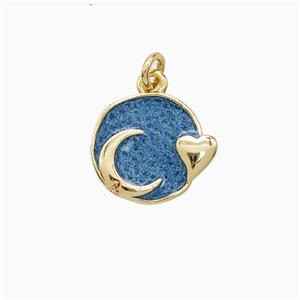 Copper Moon Heart Pendant Painted Gold Plated, approx 11-12mm