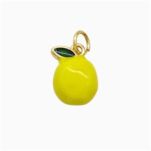 Copper Mango Pendant Yellow Enamel Gold Plated, approx 8-12mm