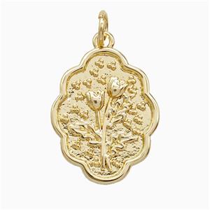 Copper Flower Pendant Gold Plated, approx 15-19mm