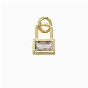Copper Lock Pendant Pave Zirconia Gold Plated, approx 7-10mm