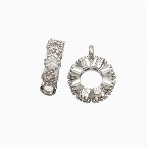 Copper Bail Pave Zirconia Platinum Plated, approx 8mm