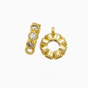 Copper Bail Pave Zirconia Gold Plated, approx 8mm