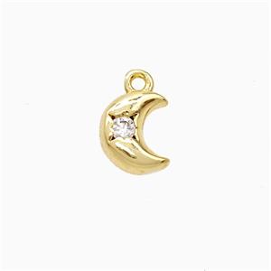 Copper Moon Pendant Pave Zirconia Gold Plated, approx 5-8mm