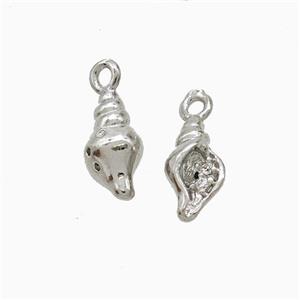 Copper Conch Shell Pendant Pave Zirconia Platinum Plated, approx 6-10mm