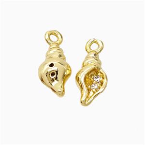 Copper Conch Shell Pendant Pave Zirconia Gold Plated, approx 6-10mm