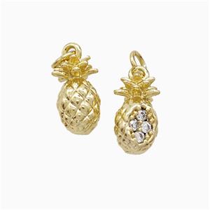 Copper Pineapple Pendant Pave Zirconia Gold Plated, approx 6-10mm