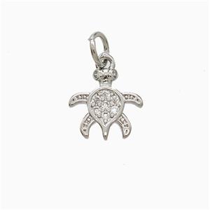 Copper Tortoise Pendant Pave Zirconia Platinum Plated, approx 10mm