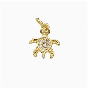 Copper Tortoise Pendant Pave Zirconia Gold Plated, approx 10mm