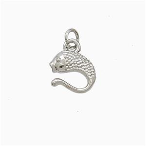 Copper Fish Pendant Platinum Plated, approx 8-9mm