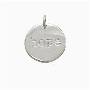 Copper Hope Pendant Circle Platinum Plated, approx 15mm