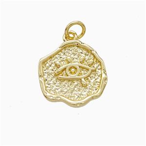 Copper Eye Pendant Hammered Gold Plated, approx 15mm