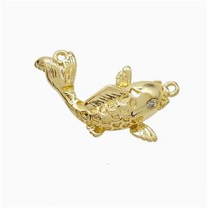 Copper Fish Pendant Pave Zirconia Gold Plated, approx 12-20mm