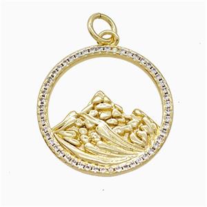 Copper Mountain Pendant Pave Zirconia Gold Plated, approx 20mm
