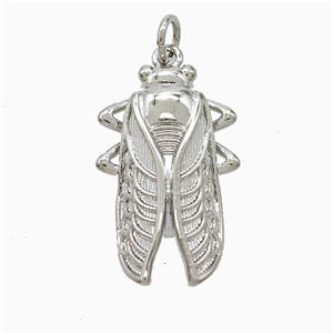 Copper Cicada Pendant Platinum Plated, approx 14-22mm