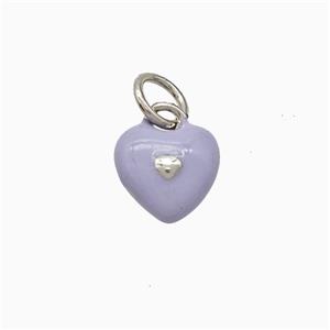 Copper Heart Pendant Lavender Enamel Platinum Plated, approx 8mm