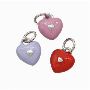 Copper Heart Pendant Enamel Platinum Plated Mixed, approx 8mm