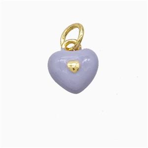 Copper Heart Pendant Lavender Enamel Gold Plated, approx 8mm