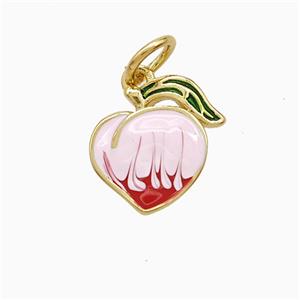 Copper Peach Pendant Enamel Gold Plated, approx 11mm