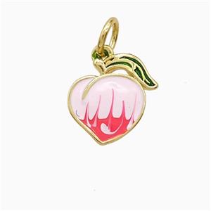 Copper Peach Pendant Enamel Gold Plated, approx 11mm